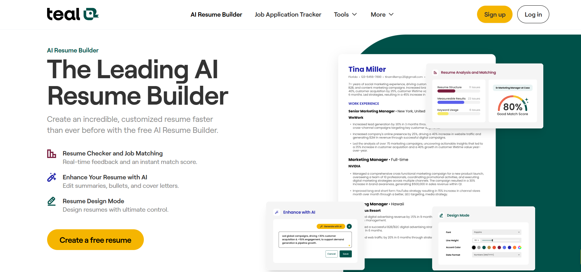 Teal Resume Builder