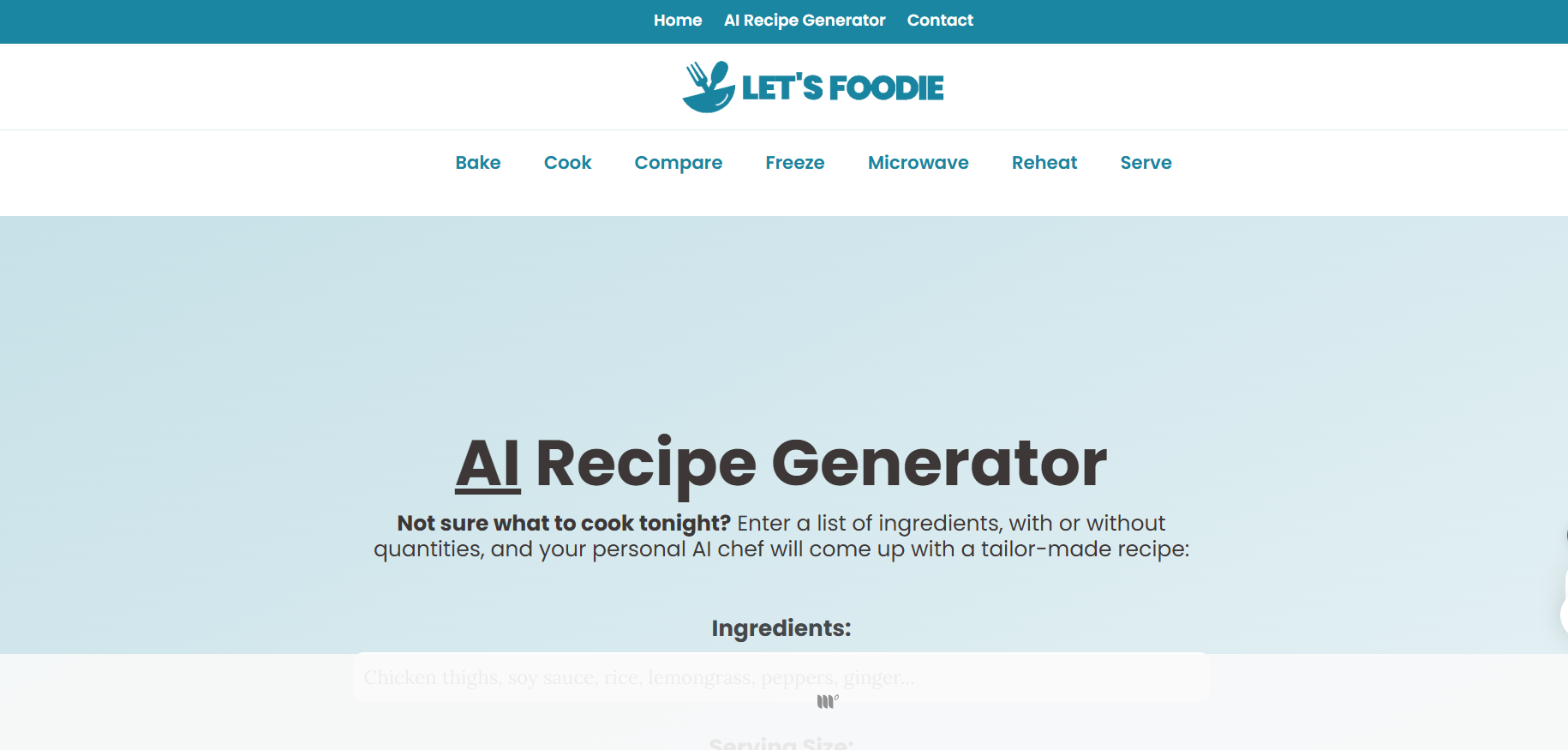 Let’s Foodie AI Recipe Generator