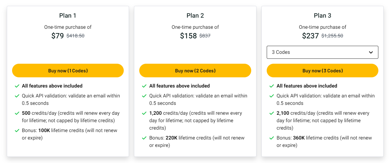 Reoon Email Verifier pricing